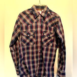 Mens SZ M Real Work Wear Western Shirt SZ M Pearl Snaps
